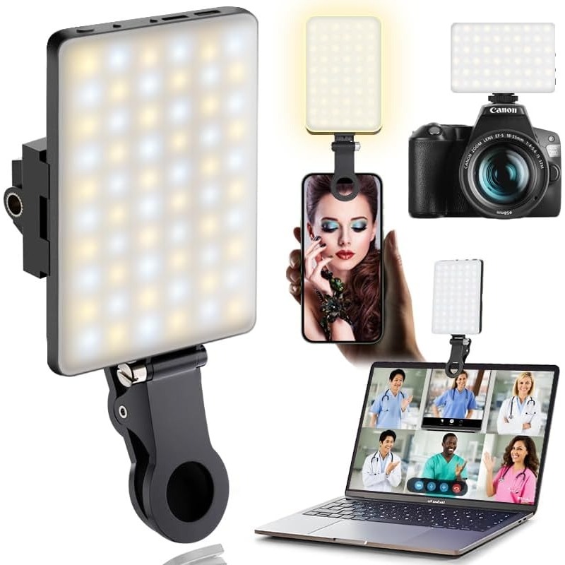 Photography Lighting Description - Luz LED Portátil com Clipe para