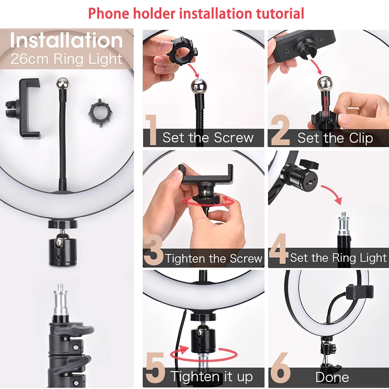 Luz de Anel LED para Selfie 16 - Photography Lighting Description avaliação e preço